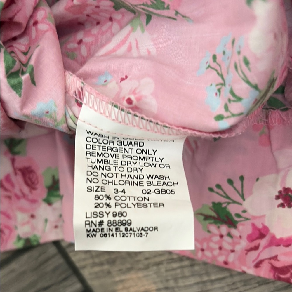 Eleanor Rose Pink Floral Ruffle-Sleeve Girls Dress size 3-4T - Picture 4 of 4